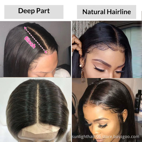 Sunlight plus bas prix Perruque du styleT sans colle vrai Remy humaine chevuex bresilien/Indien haute qualite pour noir femme